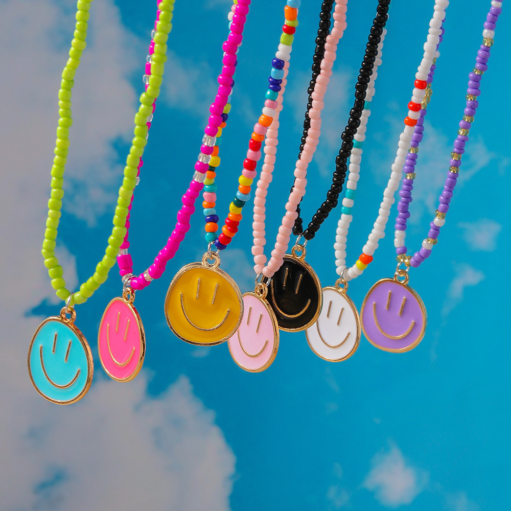 Colorful Dopamine Face Bead Necklace
